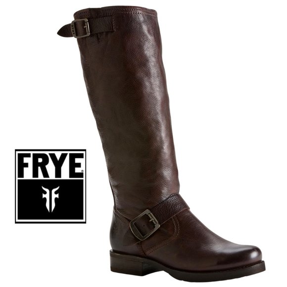 Frye Shoes - FRYE Veronica Rounded Toe Slouch Riding Boots Antiqued Brown Size 9